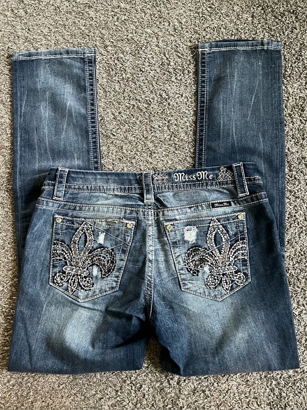 Miss Me Denim Jeans Signature Straight Leg Size 31 Bling Y2K